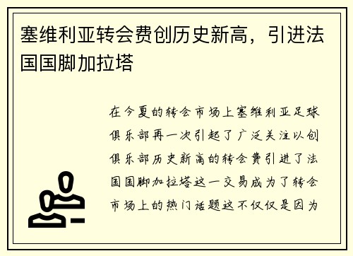 塞维利亚转会费创历史新高，引进法国国脚加拉塔